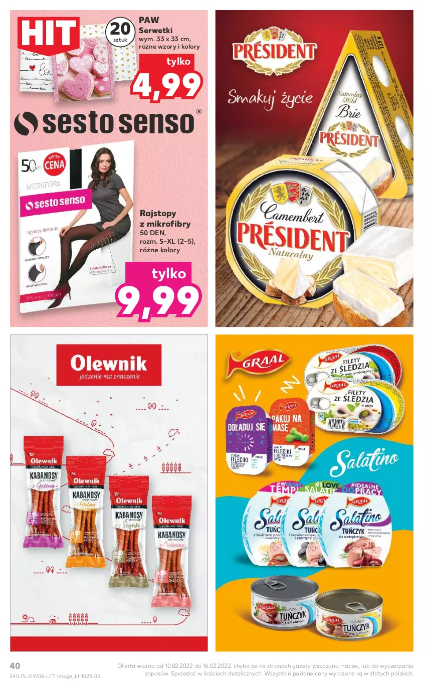 Gazetka promocyjna Kaufland - OFERTA TYGODNIA - ważna 10.02 do 16.02.2022 - strona 40 - produkty: Rajstopy, Ser, Serwetki, Top