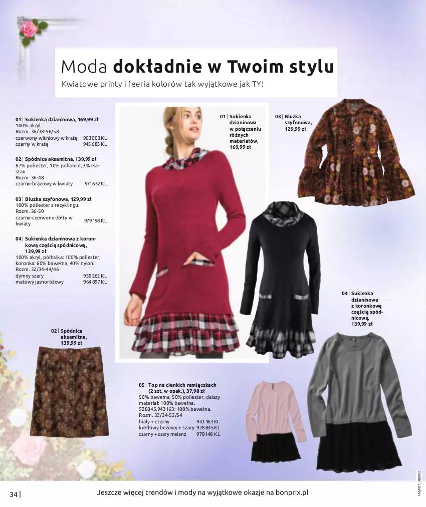 Gazetka promocyjna Bonprix - Olśniewaj swoim blaskiem - ważna 22.11.2022 do 22.05.2023 - strona 36 - produkty: Aksam, Moda, Spódnica, Sukienka, Top, Wełna