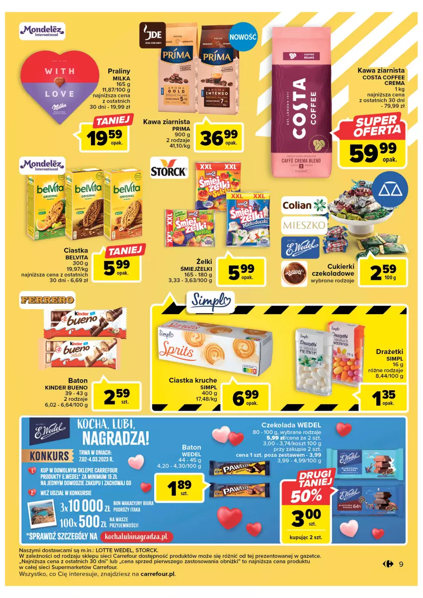 Gazetka promocyjna Carrefour - Gazetka Market - ważna 21.02 do 04.03.2023 - strona 11 - produkty: Baton, BelVita, Ciastka, Gin, Kawa, Kawa ziarnista, Kinder, Kinder Bueno, Praliny, Prima, Sok