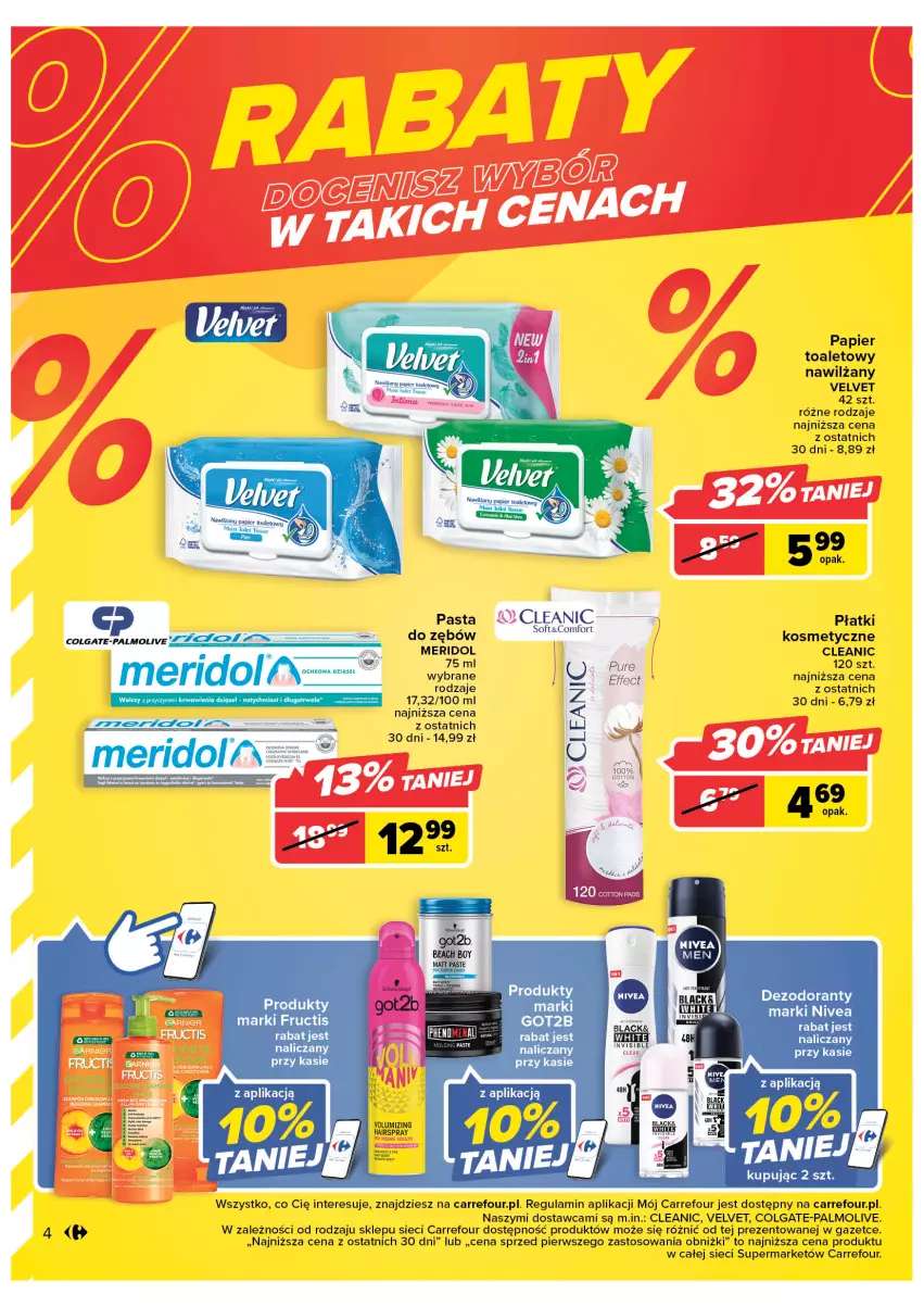 Gazetka promocyjna Carrefour - Gazetka Market - ważna 21.02 do 04.03.2023 - strona 4 - produkty: Cleanic, Colgate, Dezodorant, Fructis, Got2b, Lack, LG, Nawilżany papier, Nivea, Palmolive, Papier, Papier toaletowy, Pasta do zębów, Pur, Saga, Velvet