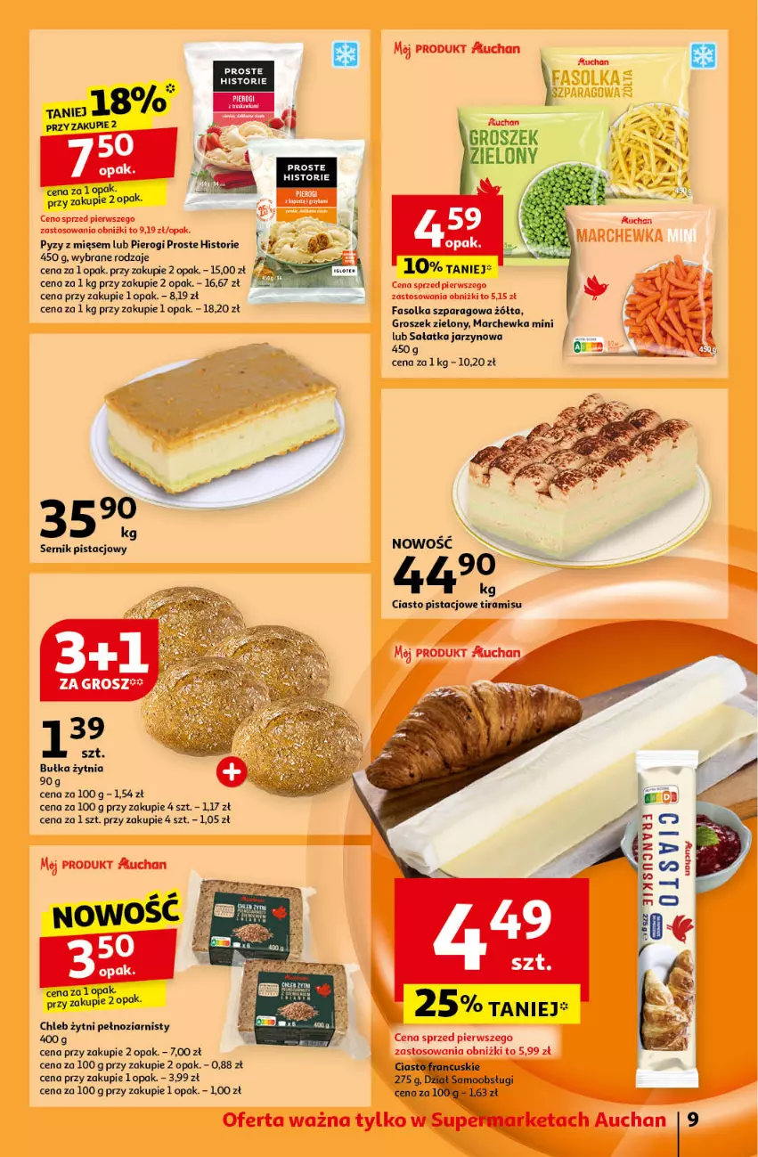 Gazetka promocyjna Auchan - Gazetka Pewność Niskich Cen Supermarket Auchan - ważna 17.10 do 23.10.2024 - strona 11 - produkty: Chleb, Fa, Groszek, Marchewka, Pierogi, Sałat, Sałatka, Ser