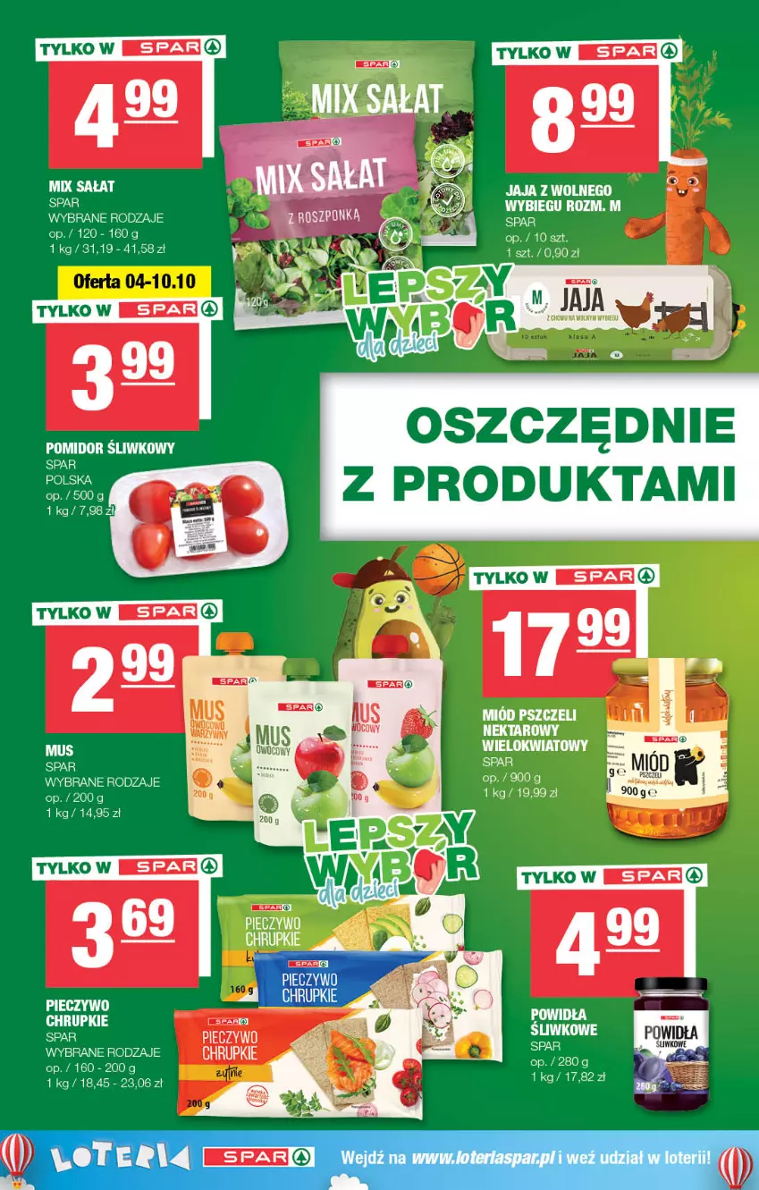 Gazetka promocyjna Spar - Spar - ważna 01.10 do 11.10.2023 - strona 6 - produkty: Chrupki, Jaja, Miód, Mus, Nektar, Piec, Pieczywo, Sałat, Tera