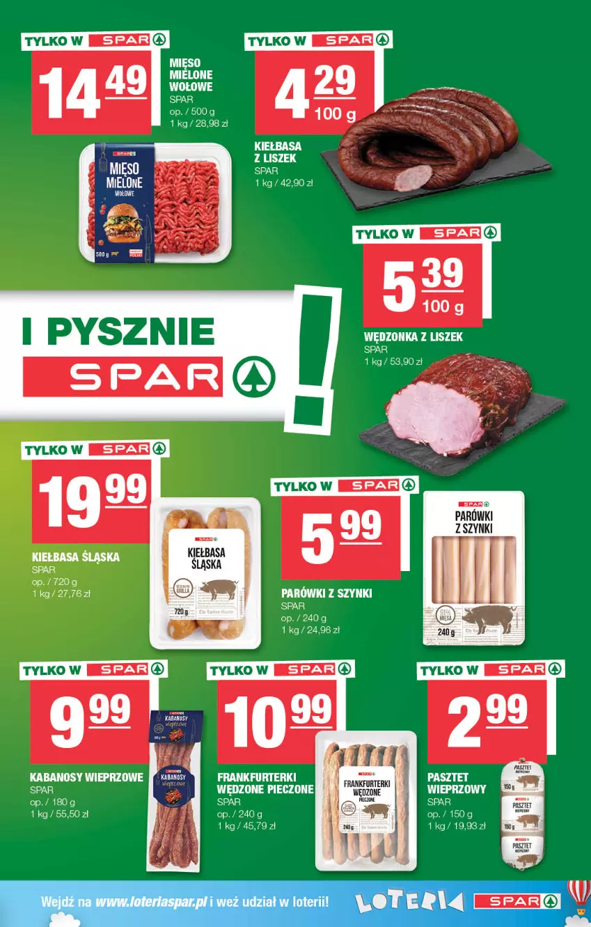 Gazetka promocyjna Spar - Spar - ważna 01.10 do 11.10.2023 - strona 7 - produkty: Kabanos, Kiełbasa, Mięso, Parówki, Parówki z szynki, Pasztet, Piec, Veet