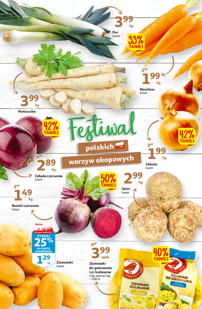 Gazetka promocyjna Auchan - Gazetka przeNISKIE CENY – przeKorzyści z markami Auchan Hipermarkety - ważna 29.09 do 05.10.2022 - strona 5 - produkty: Buraki, Cebula, Cebula czerwona, Ziemniaki