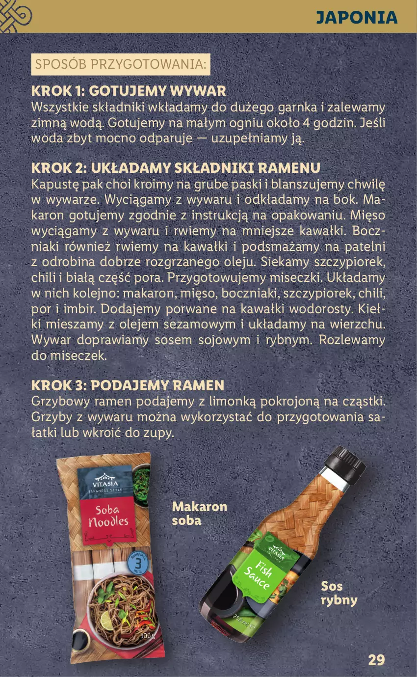 Gazetka promocyjna Lidl - KATALOG VITASIA - ważna 22.01 do 29.01.2022 - strona 29 - produkty: Boczniak, Grzyby, Imbir, Kawa, Kiełki, Makaron, Mięso, Olej, Por, Sałat, Sezam, Sos, Sos rybny, Woda, Zlew