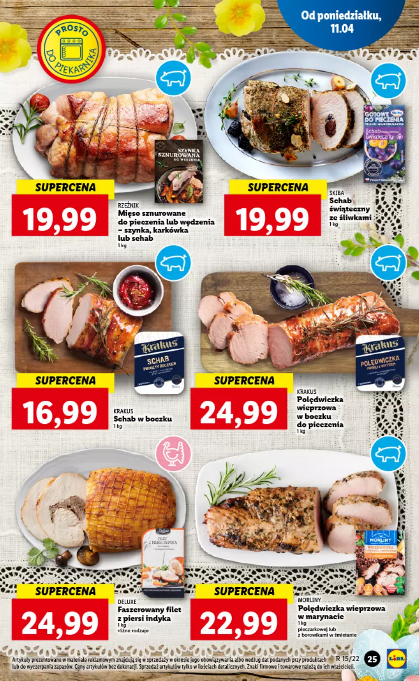 Gazetka promocyjna Lidl - GAZETKA - ważna 11.04 do 13.04.2022 - strona 25 - produkty: Fa, Filet z piersi indyka, Krakus, Mięso, Morliny, Piec, Polędwiczka wieprzowa, Szynka