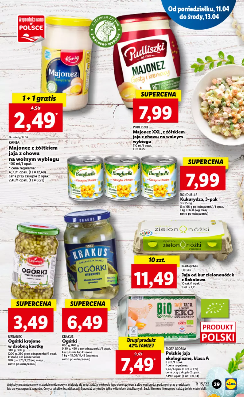 Gazetka promocyjna Lidl - GAZETKA - ważna 11.04 do 13.04.2022 - strona 29 - produkty: Gra, Jaja, Kukurydza, Majonez, Pudliszki