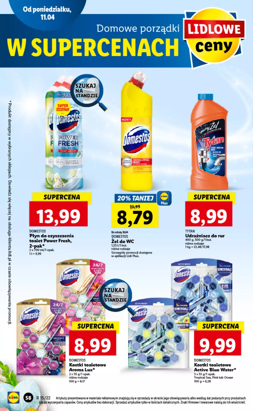 Gazetka promocyjna Lidl - GAZETKA - ważna 11.04 do 13.04.2022 - strona 58 - produkty: Domestos, LG, Por, Tytan