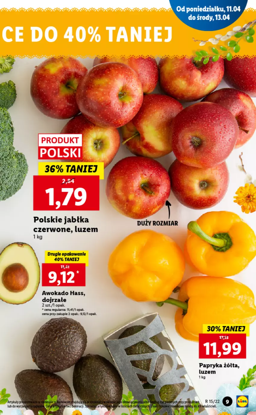 Gazetka promocyjna Lidl - GAZETKA - ważna 11.04 do 13.04.2022 - strona 9 - produkty: Jabłka, Papryka, Papryka żółta