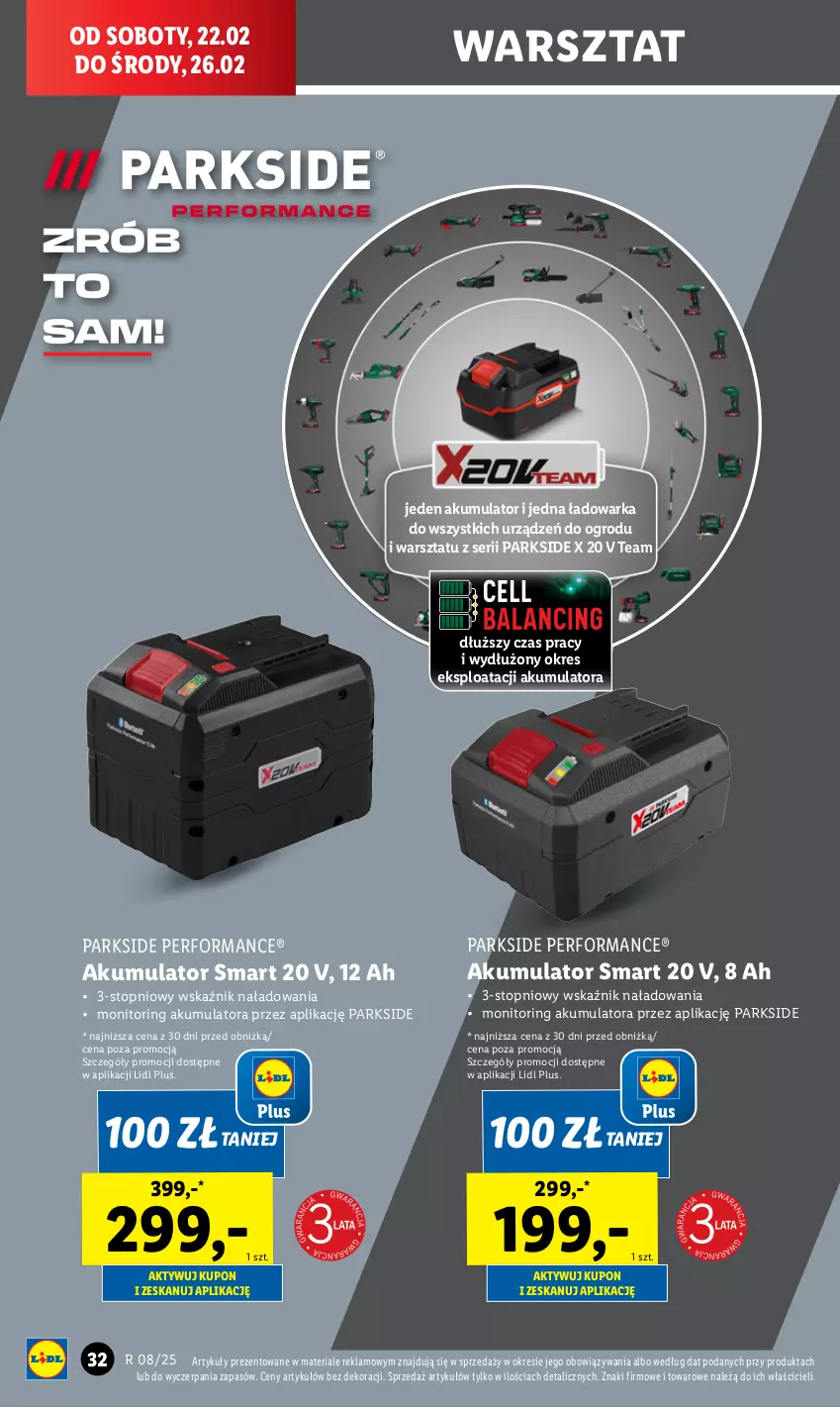 Gazetka promocyjna Lidl - GAZETKA - ważna 17.02 do 22.02.2025 - strona 34 - produkty: Akumulator, Monitor, Parkside, Ser, Top, Warka