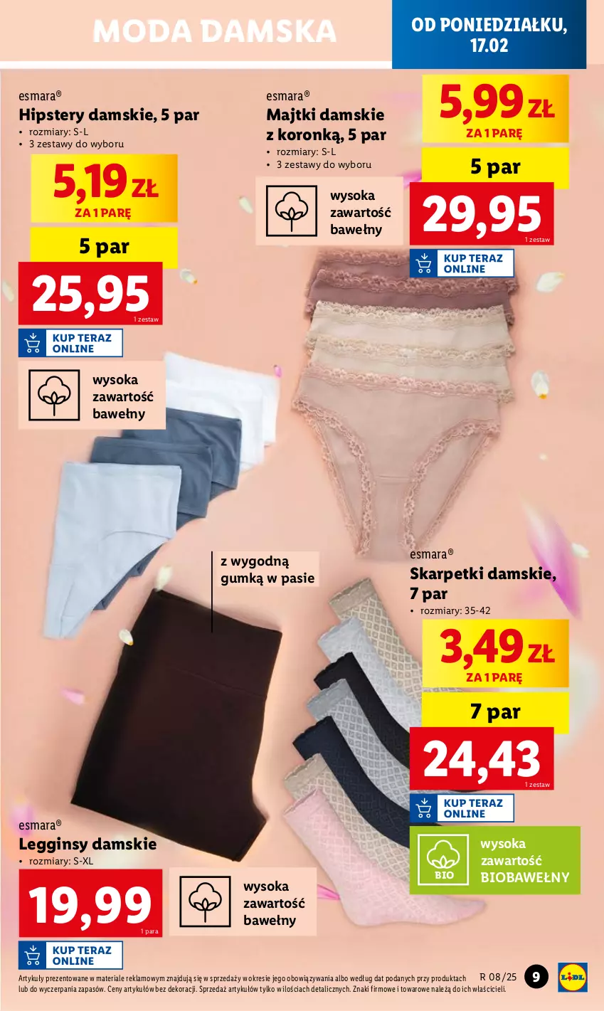 Gazetka promocyjna Lidl - GAZETKA - ważna 17.02 do 22.02.2025 - strona 9 - produkty: Gin, Karp, Legginsy, Majtki, Moda, Skarpetki, Sok