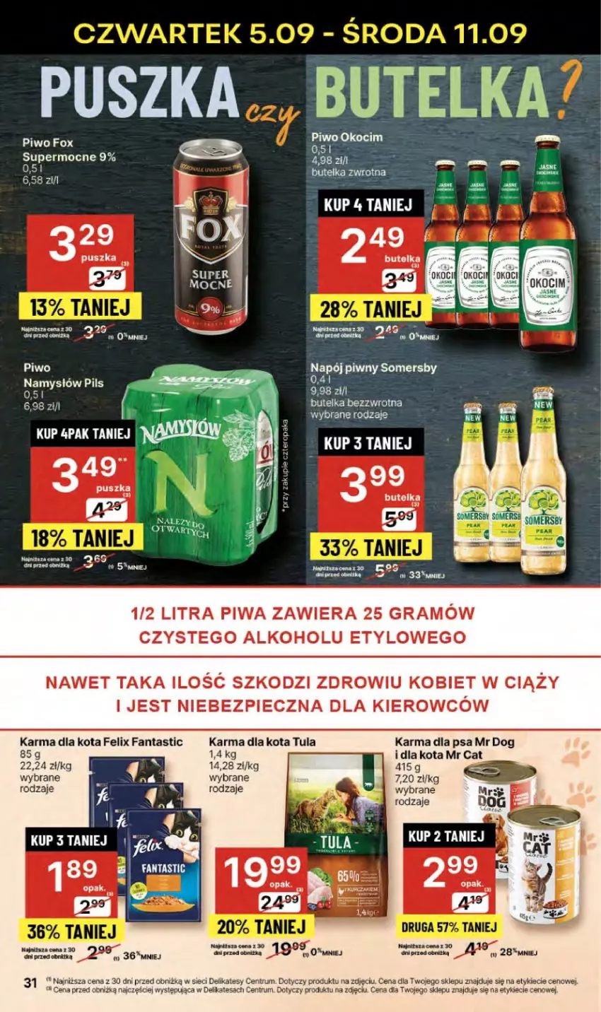 Gazetka promocyjna Delikatesy Centrum - NOWA GAZETKA Delikatesy Centrum od 5 września! 5-11.09.2024 - ważna 05.09 do 11.09.2024 - strona 31 - produkty: Fa, Fanta, Felix, Gra, Namysłów, Piec, Piwa, Piwo, Rum, Somersby