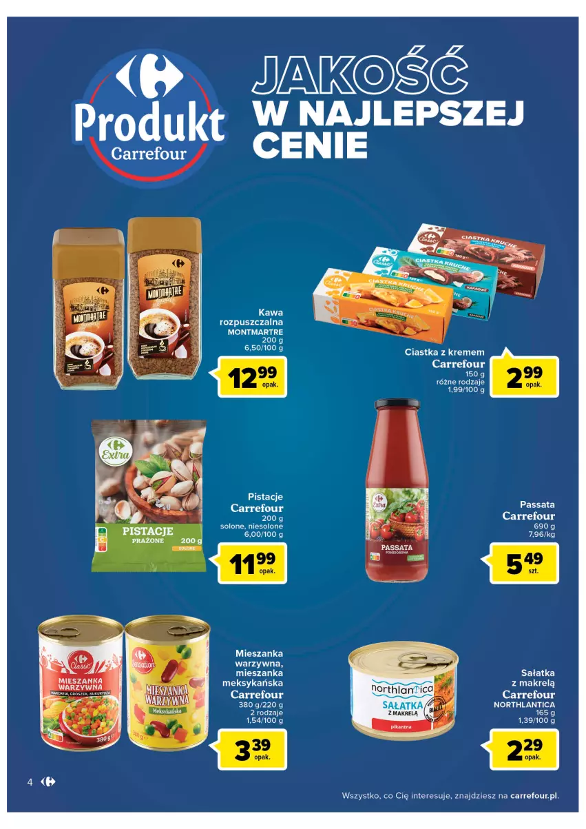 Gazetka promocyjna Carrefour - Gazetka Carrefour - ważna 19.04 do 30.04.2022 - strona 4 - produkty: Ciastka, Kawa, Kawa rozpuszczalna, LEGO, Makrelą, Mieszanka warzyw, Montmartre, Pistacje, Sałat, Sałatka, Sałatka z makrelą