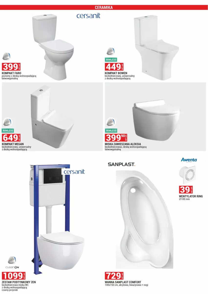 Gazetka promocyjna Merkury Market - ważna 01.12 do 31.12.2023 - strona 46 - produkty: Cersanit, Fa, Miska, Wanna