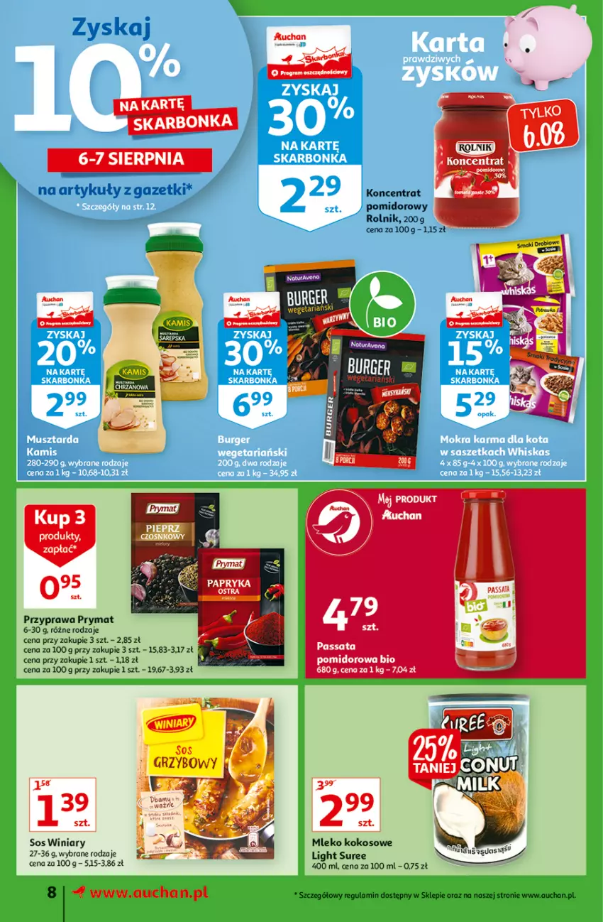 Gazetka promocyjna Auchan - Rysują się soczyste i smakowite okazje Supermarkety - ważna 05.08 do 11.08.2021 - strona 8 - produkty: Kokos, Koncentrat pomidorowy, Mleko, Mleko kokosowe, Prymat, Pur, Rolnik, Sos, Winiary