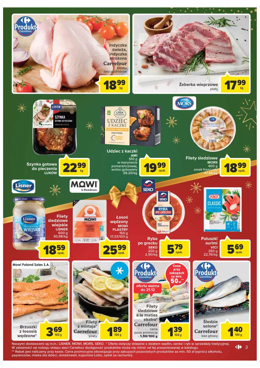 Gazetka promocyjna Carrefour - Gazetka Market - ważna 19.12 do 24.12.2022 - strona 3 - produkty: Mintaj, Piec, Sos, Szynka, Tusz