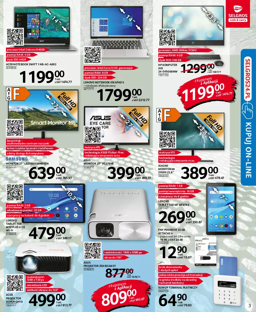 Gazetka promocyjna Selgros - Katalog Biuro - ważna 16.09 do 29.09.2021 - strona 3 - produkty: Acer, Asus, Fa, HP, Intel, Komputer, Lenovo, Monitor, Notebook, Obraz, Pendrive, Procesor, Rum, Tablet, Telefon, Tera, Tran