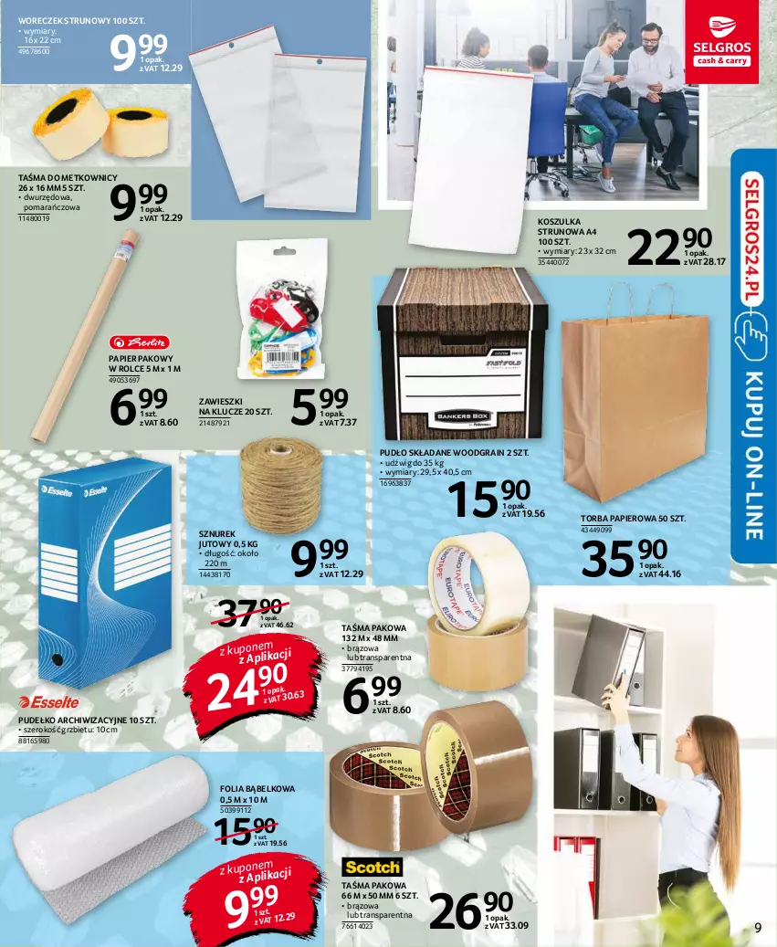 Gazetka promocyjna Selgros - Katalog Biuro - ważna 16.09 do 29.09.2021 - strona 9 - produkty: Dźwig, Gra, Kosz, Koszulka, Papier, Pudełko, Sznurek, Taśma pakowa, Torba, Tran, Woreczek, Zawieszki