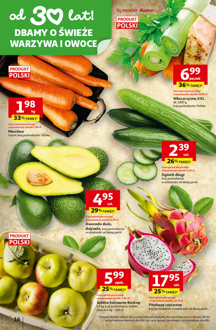 Gazetka promocyjna Auchan - Gazetka 30 Lat Hipermarket Auchan - ważna 31.03 do 04.04.2026 - strona 16 - produkty: Ogórek, Pitahaya