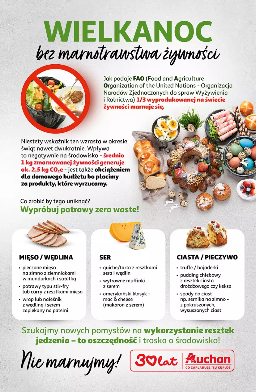 Gazetka promocyjna Auchan - Gazetka 30 Lat Hipermarket Auchan - ważna 31.03 do 04.04.2026 - strona 34 - produkty: Chleb, Fa, Makaron, Mięso, Muffinki, Piec, Pieczywo, Pudding, Sałat, Ser, Tarta, Wędlina