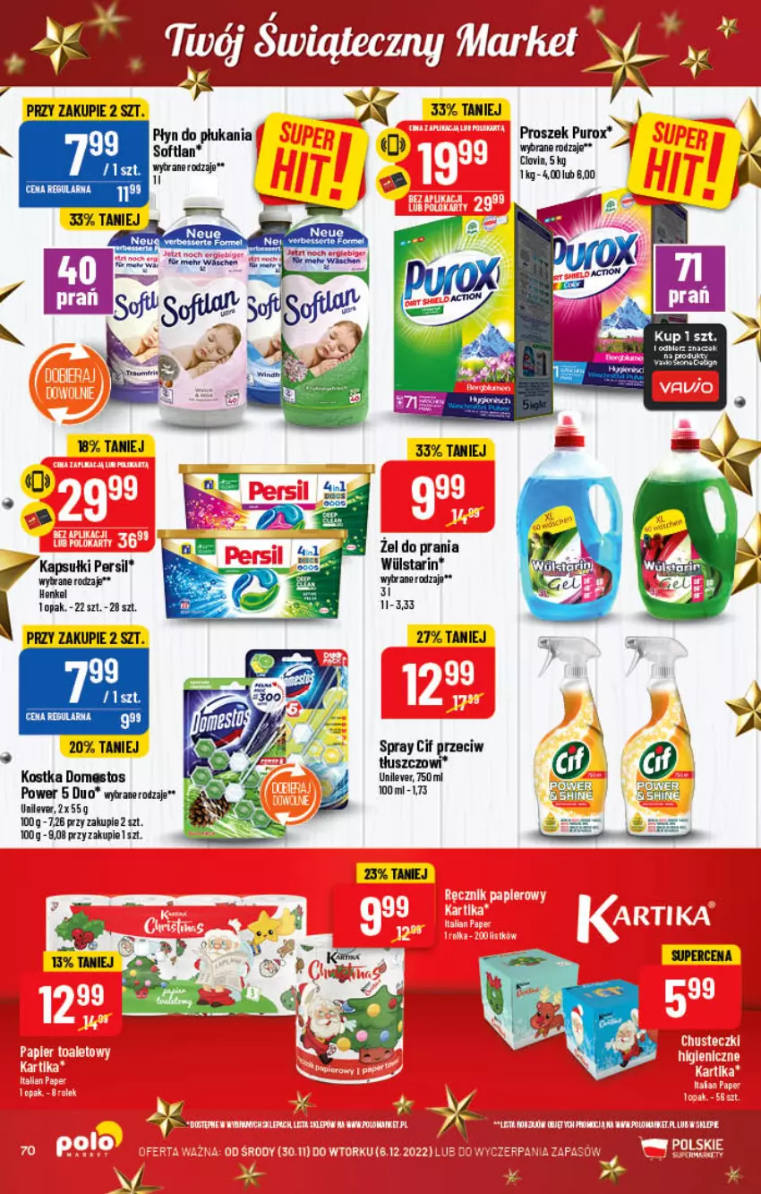 Gazetka promocyjna PoloMarket - Gazetka pomocyjna - ważna 30.11 do 06.12.2022 - strona 70 - produkty: Cif, Domestos, Persil, Pur, Tran