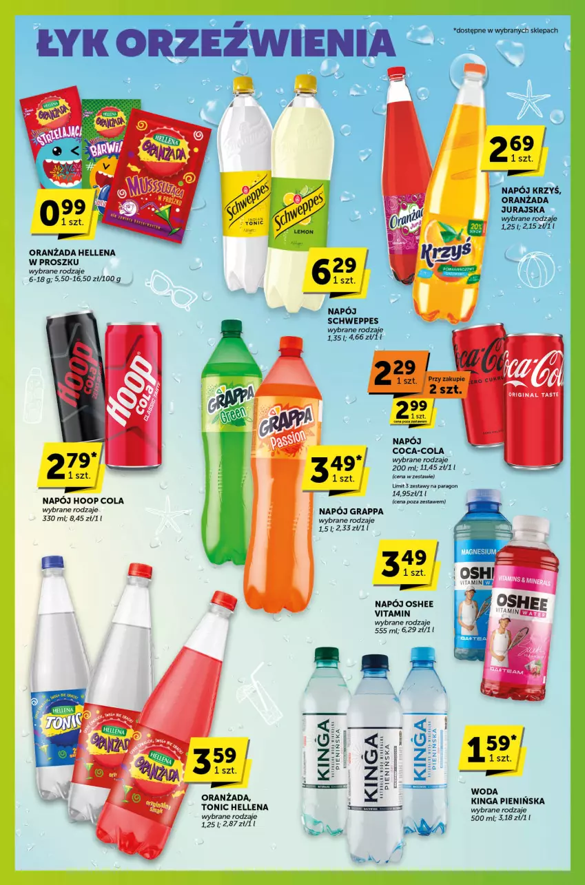 Gazetka promocyjna ABC - ważna 08.08 do 20.08.2024 - strona 6 - produkty: Coca-Cola, Gra, Grappa, Hellena, Hoop, Napój, Oranżada, Oshee, Schweppes, Woda