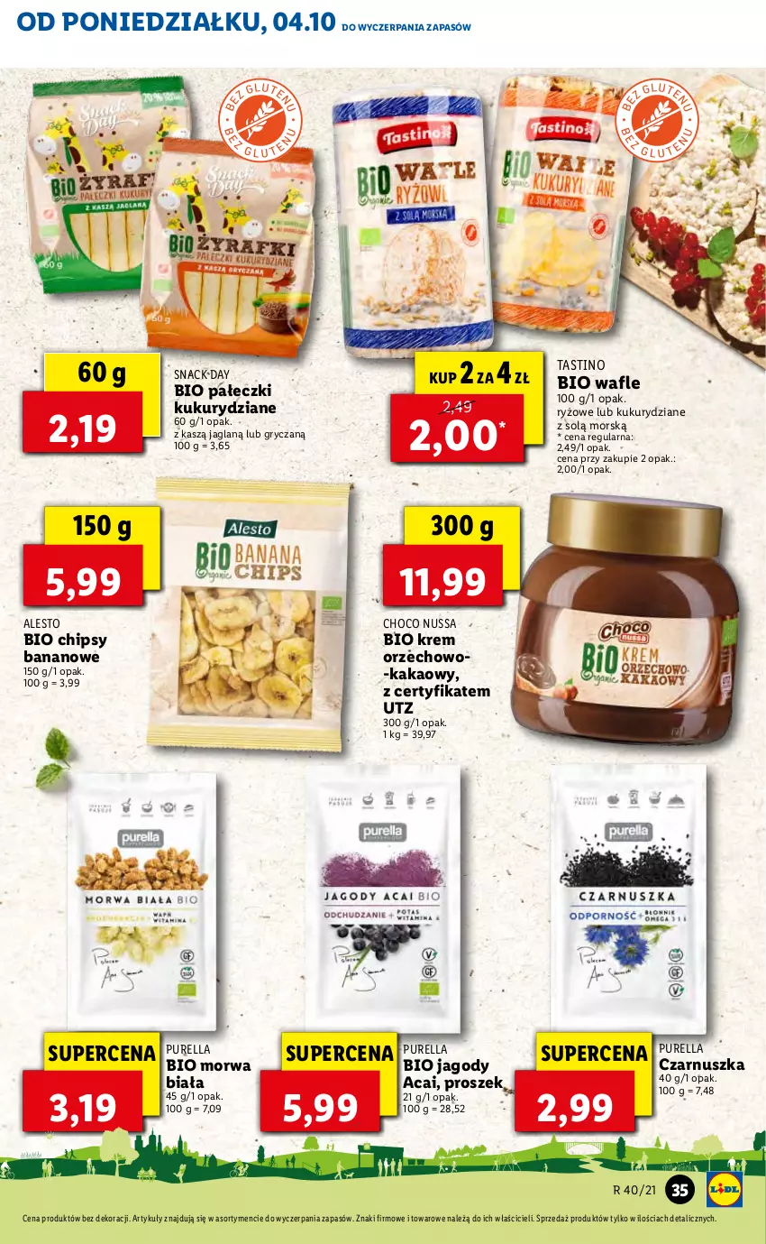 Gazetka promocyjna Lidl - GAZETKA - ważna 04.10 do 06.10.2021 - strona 35 - produkty: Chipsy, Gry, Jagody, Kakao, Pur, Ryż, Wafle