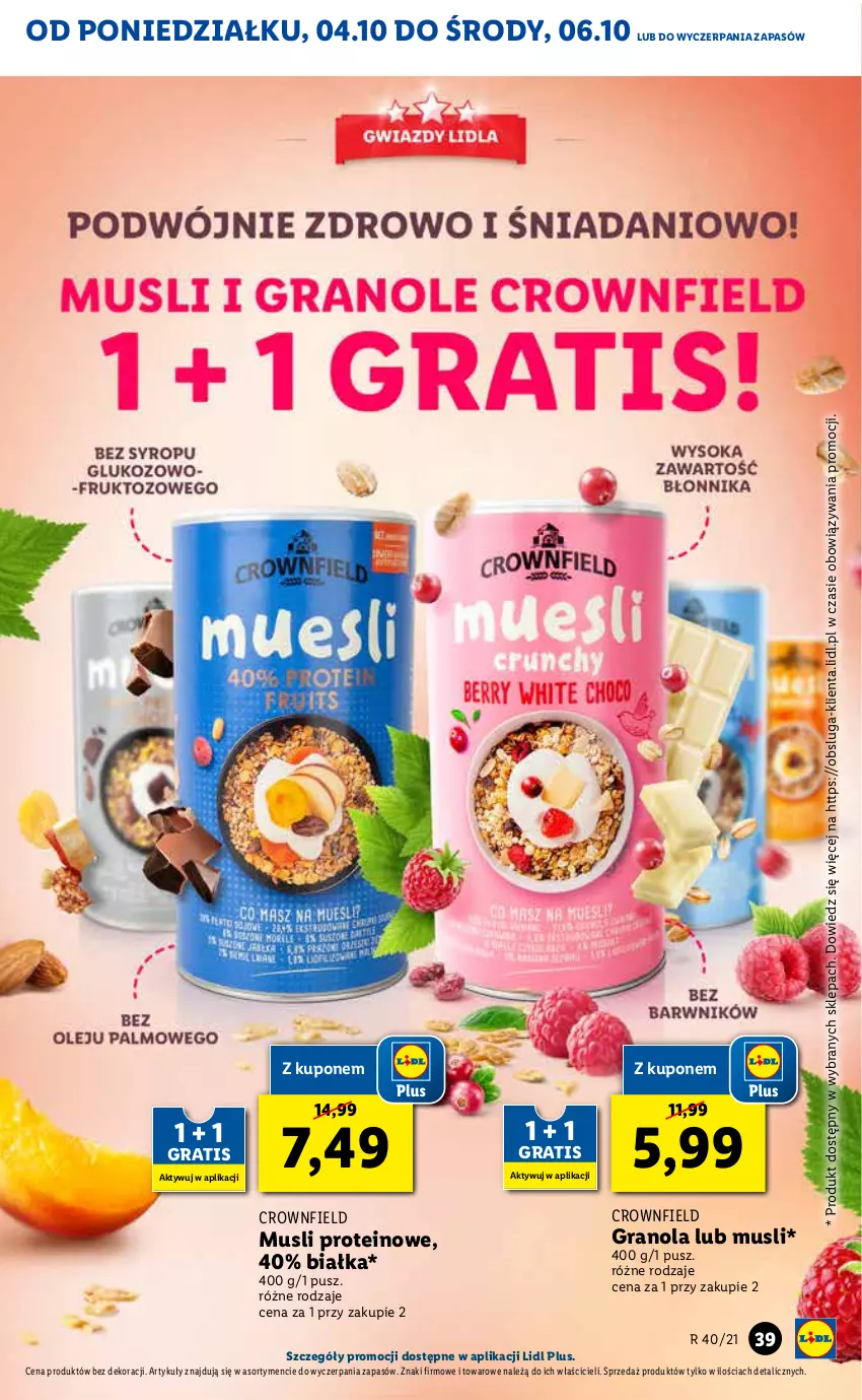 Gazetka promocyjna Lidl - GAZETKA - ważna 04.10 do 06.10.2021 - strona 39 - produkty: Gra, Granola, Mus