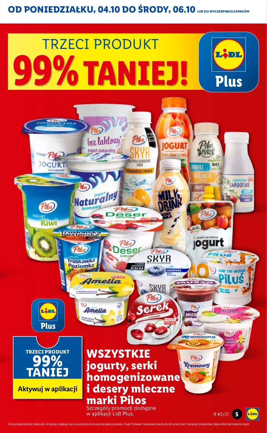 Gazetka promocyjna Lidl - GAZETKA - ważna 04.10 do 06.10.2021 - strona 5 - produkty: Deser, Jogurt, Pilos, Ser