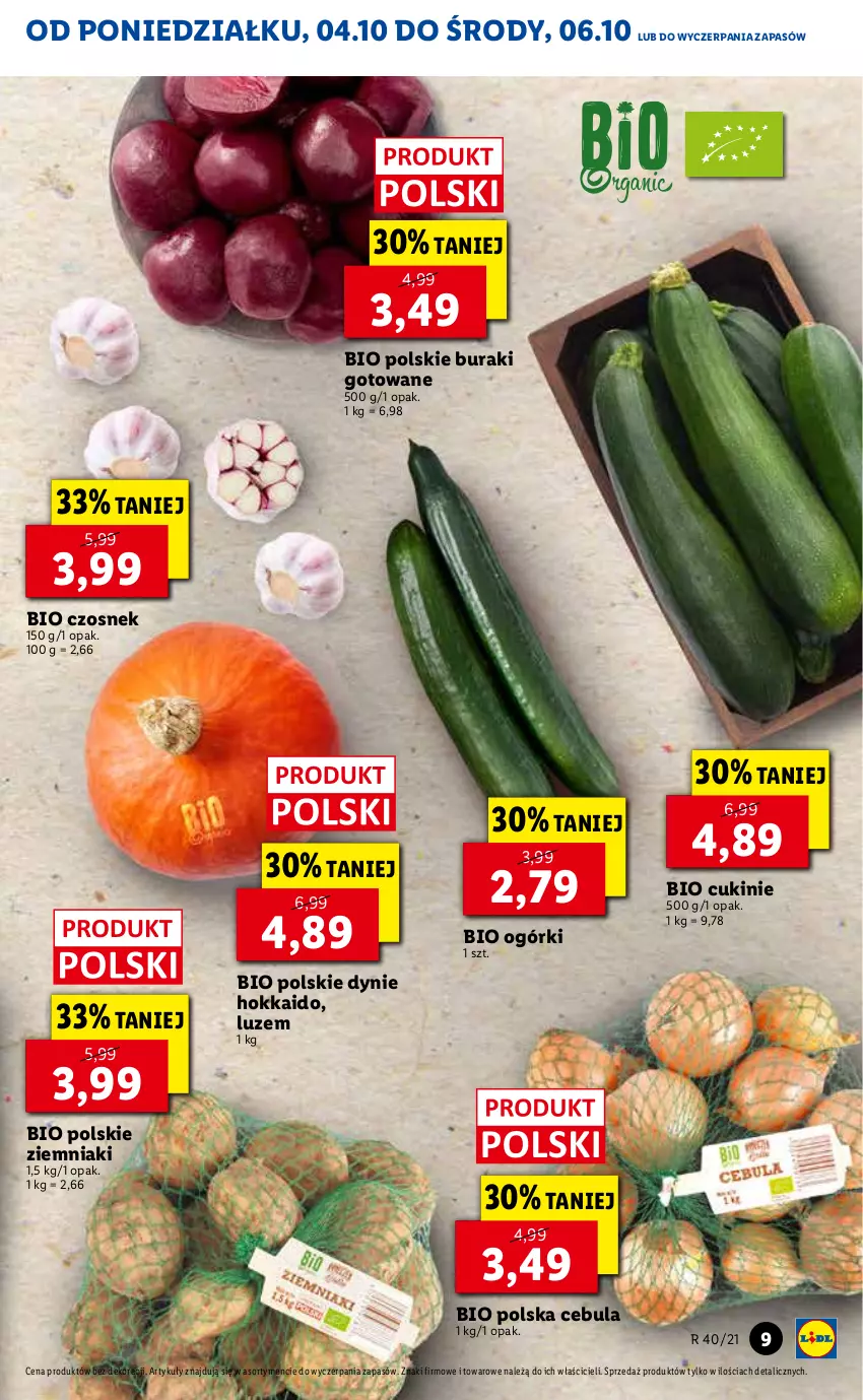 Gazetka promocyjna Lidl - GAZETKA - ważna 04.10 do 06.10.2021 - strona 9 - produkty: Buraki, Cebula, Czosnek, Ziemniaki