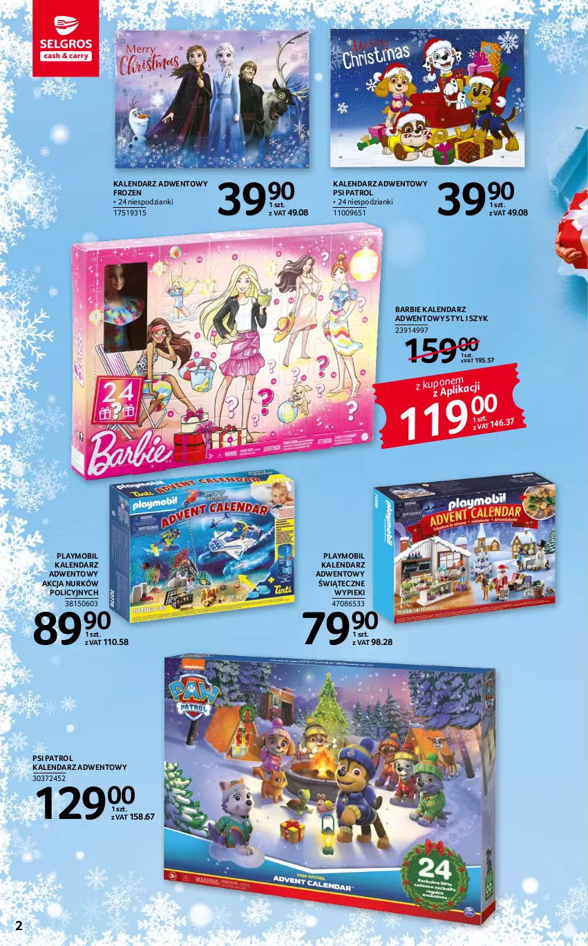 Gazetka promocyjna Selgros - Katalog Zabawki - ważna 22.04 do 31.12.2022 - strona 2 - produkty: Barbie, Frozen, Kalendarz, Kalendarz adwentowy, Mobil, Playmobil, Psi Patrol