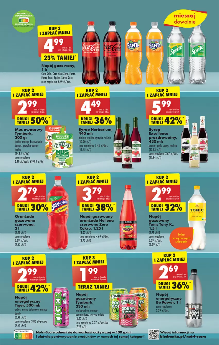 Gazetka promocyjna Biedronka - ważna 05.06 do 10.06.2023 - strona 43 - produkty: Arbuz, Dron, Fa, Fanta, Hellena, Mango, Mus, Napój, Napój gazowany, Oranżada, Por, Rama, Sprite, Syrop, Tera, Tiger, Tymbark