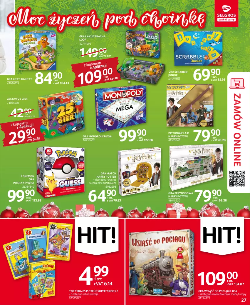 Gazetka promocyjna Selgros - Oferta przemysłowa - ważna 01.12 do 14.12.2022 - strona 27 - produkty: Gra, Harry Potter, Monopoly, Pociąg, Rum, Scrabble, Tera, Top