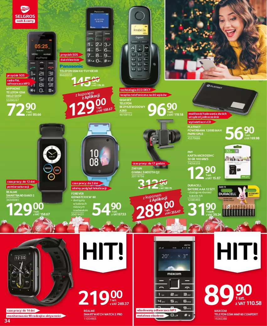 Gazetka promocyjna Selgros - Oferta przemysłowa - ważna 01.12 do 14.12.2022 - strona 34 - produkty: Duracell, Halo, Książka, Monitor, MyPhone, PLATINET, Powerbank, Smartband, Smartwatch, Sos, Telefon