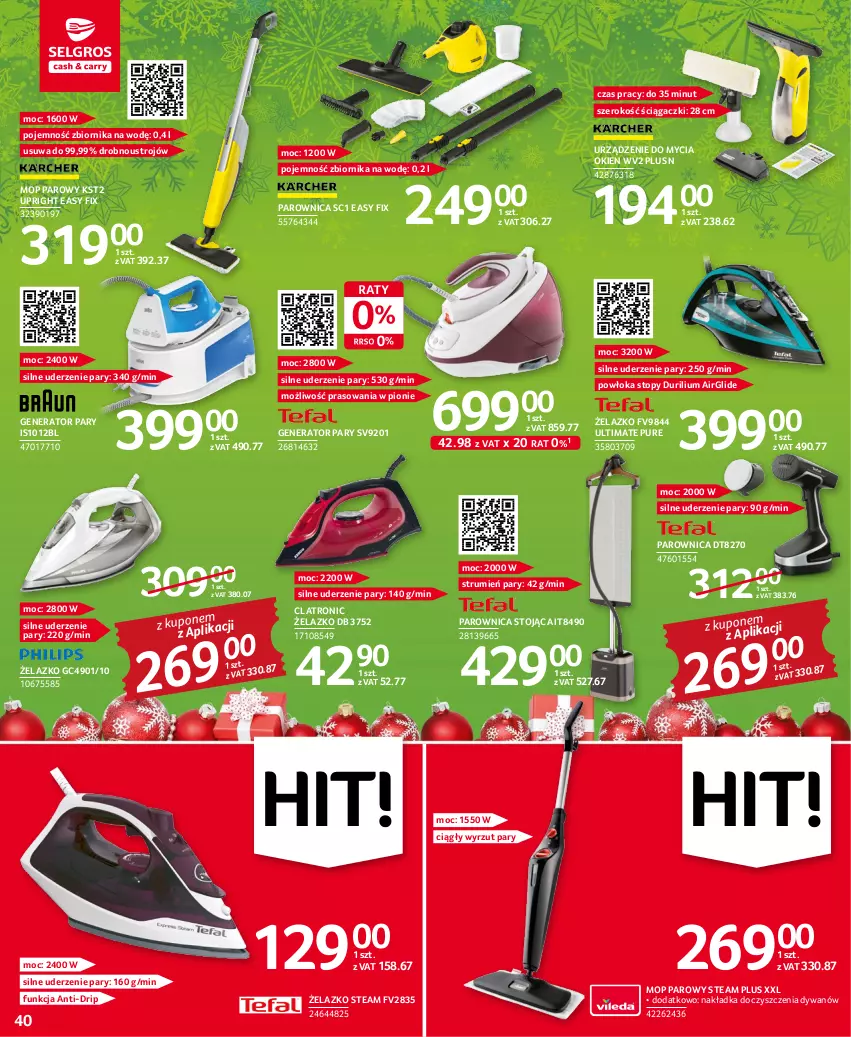 Gazetka promocyjna Selgros - Oferta przemysłowa - ważna 01.12 do 14.12.2022 - strona 40 - produkty: Dywan, Generator pary, Mop, Mop parowy, Parownica, Pur, Rum, Top