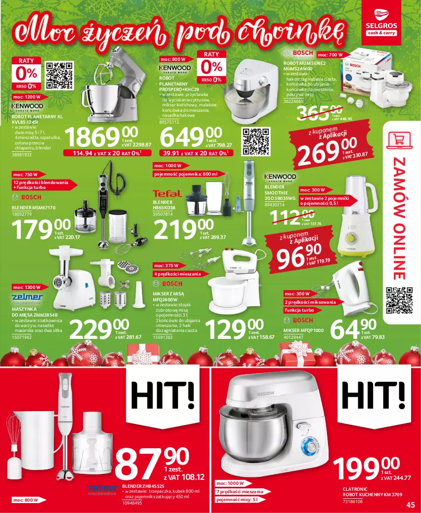 Gazetka promocyjna Selgros - Oferta przemysłowa - ważna 01.12 do 14.12.2022 - strona 45 - produkty: Blender, Kubek, Maszynka, Mikser, Mikser z misą, Pojemnik, Pokrywa, Robot, Robot planetarny, Ser, Smoothie, Stojak, Szatkownica, Szpatułka, Szynka, Trzepaczka