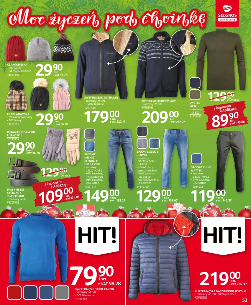 Gazetka promocyjna Selgros - Oferta przemysłowa - ważna 01.12 do 14.12.2022 - strona 53 - produkty: Czapka, Kurtka, Pasek, Pasek męski, Pierre Cardin, Spodnie, Sweter, Wełna