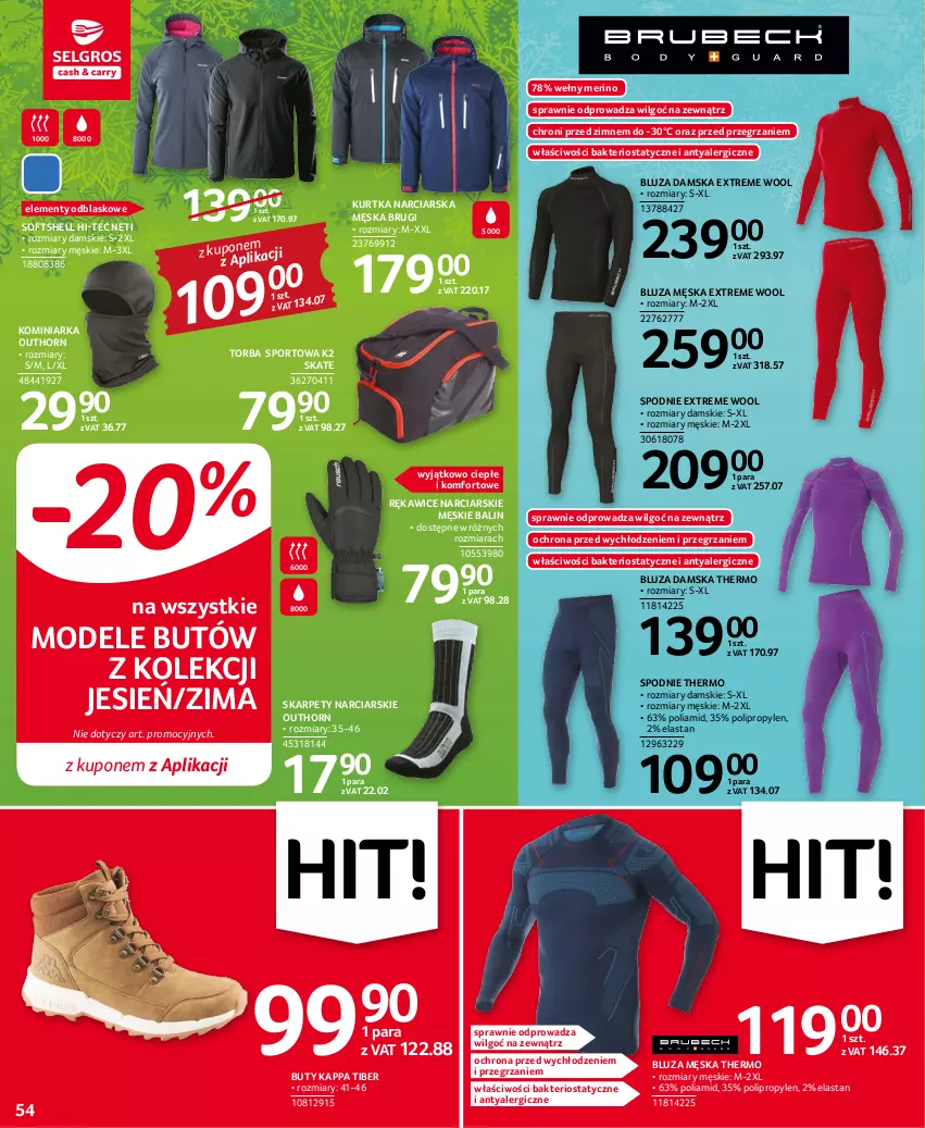 Gazetka promocyjna Selgros - Oferta przemysłowa - ważna 01.12 do 14.12.2022 - strona 54 - produkty: Bluza, Brugi, Buty, Hi-Tec, K2, Karp, Kurtka, LG, Por, Rękawice, Spodnie, Sport, Torba