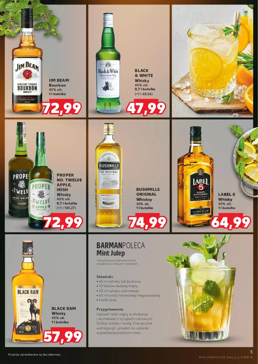 Gazetka promocyjna Kaufland - Barek Kauflandu - ważna 11.07 do 24.07.2024 - strona 5 - produkty: Bourbon, Bushmills, Gin, Jim Beam, Lack, Lanki, Syrop, Whiskey, Whisky