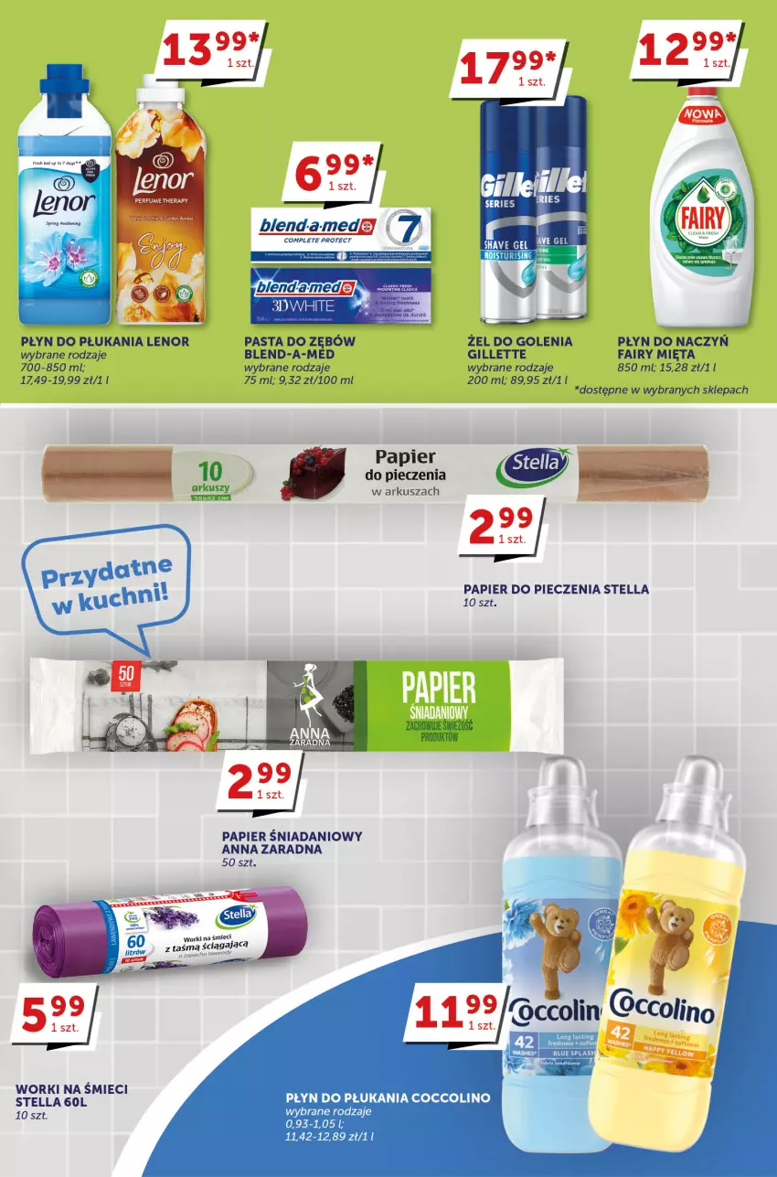 Gazetka promocyjna Groszek - ważna 18.05 do 30.05.2023 - strona 28 - produkty: Blend-a-Med, Coccolino, Danio, Fa, Fairy, Gillette, Lenor, Mięta, Papier, Papier do pieczenia, Pasta do zębów, Piec, Płyn do płukania