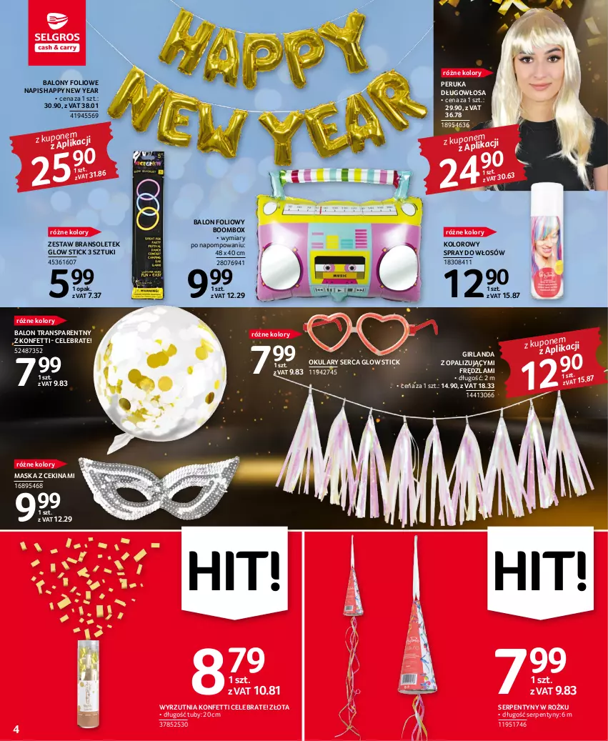 Gazetka promocyjna Selgros - Oferta przemysłowa - ważna 15.12 do 31.12.2022 - strona 4 - produkty: Balony, Balony foliowe, Girlanda, Maska, Ser, Tran, Wyrzutnia