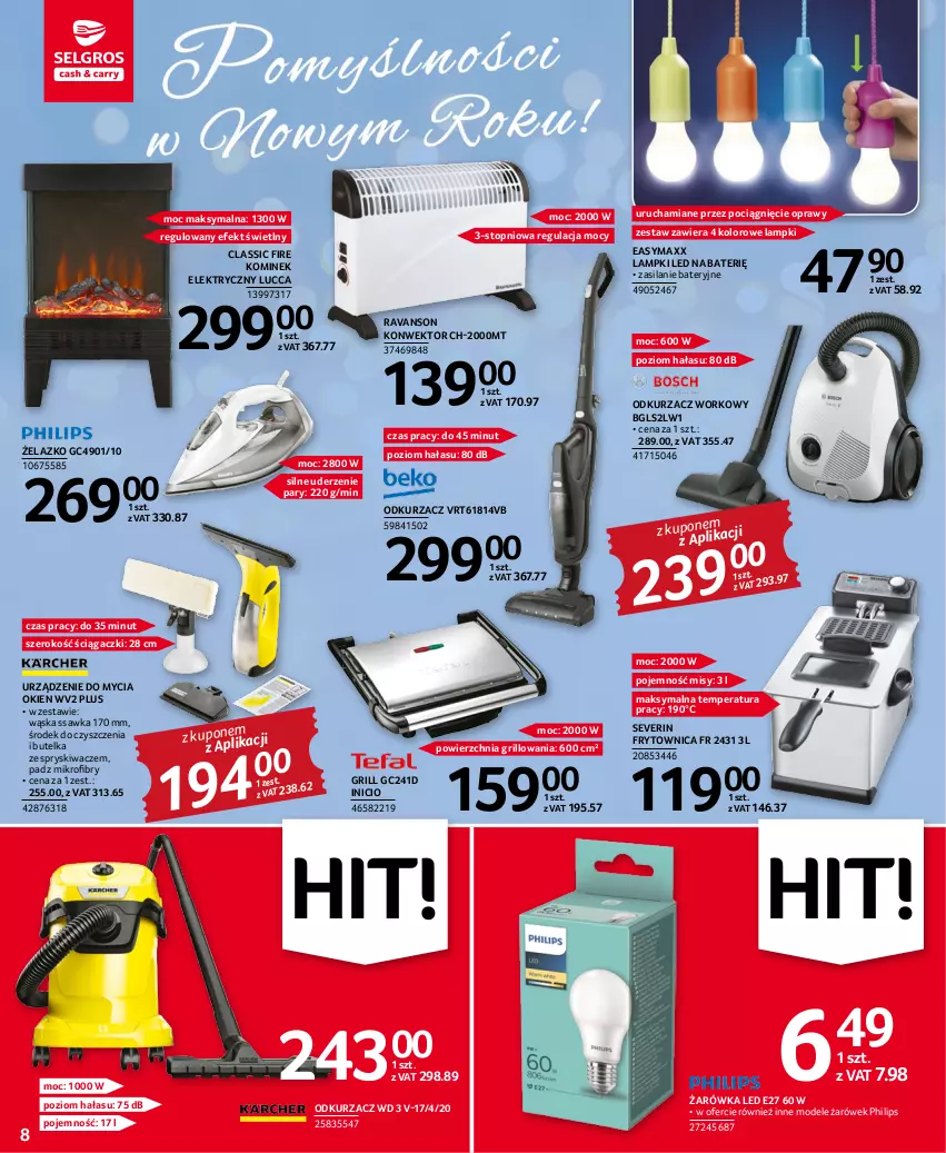 Gazetka promocyjna Selgros - Oferta przemysłowa - ważna 15.12 do 31.12.2022 - strona 8 - produkty: Butelka ze spryskiwaczem, Grill, Kominek, Odkurzacz, Philips, Pociąg, Silan, Top