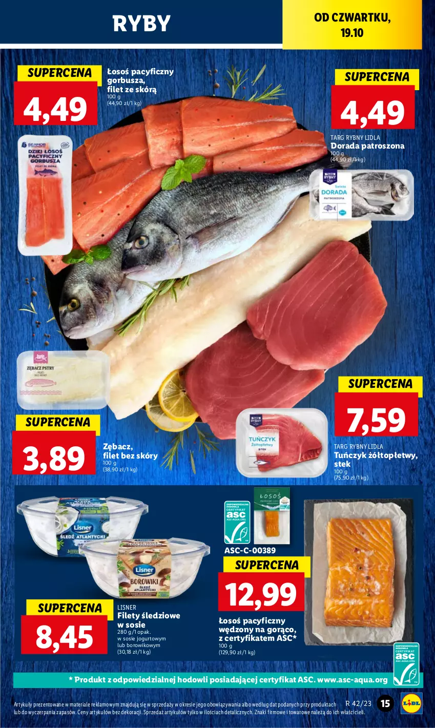 Gazetka promocyjna Lidl - GAZETKA - ważna 19.10 do 21.10.2023 - strona 21 - produkty: Jogurt, Lisner, Sos, Stek, Top, Tuńczyk, Wiko