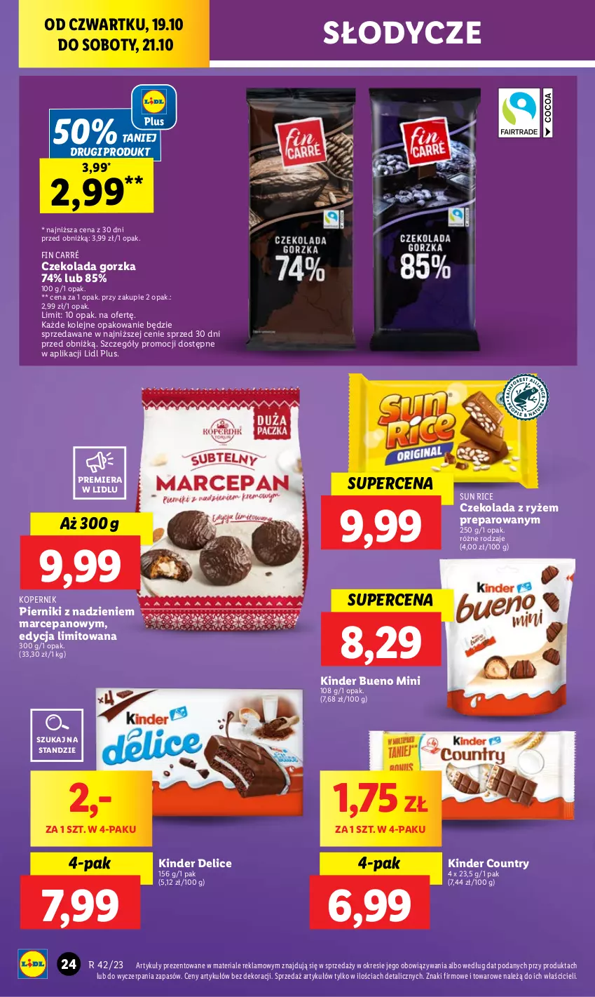 Gazetka promocyjna Lidl - GAZETKA - ważna 19.10 do 21.10.2023 - strona 30 - produkty: Czekolada, Czekolada gorzka, Kinder, Kinder Bueno, Olej, Piernik, Ryż