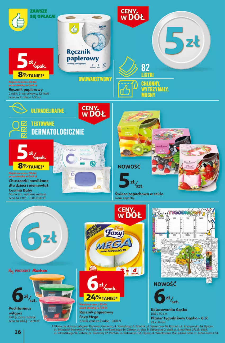 Gazetka promocyjna Auchan - Gazetka Ceny w dół Część 1 Hipermarket Auchan - ważna 03.01 do 10.01.2024 - strona 16 - produkty: Acer, Cars, Chusteczki, Dzieci, Foxy, Kolorowanka, LG, Papier, Ręcznik, Rolki, Sos