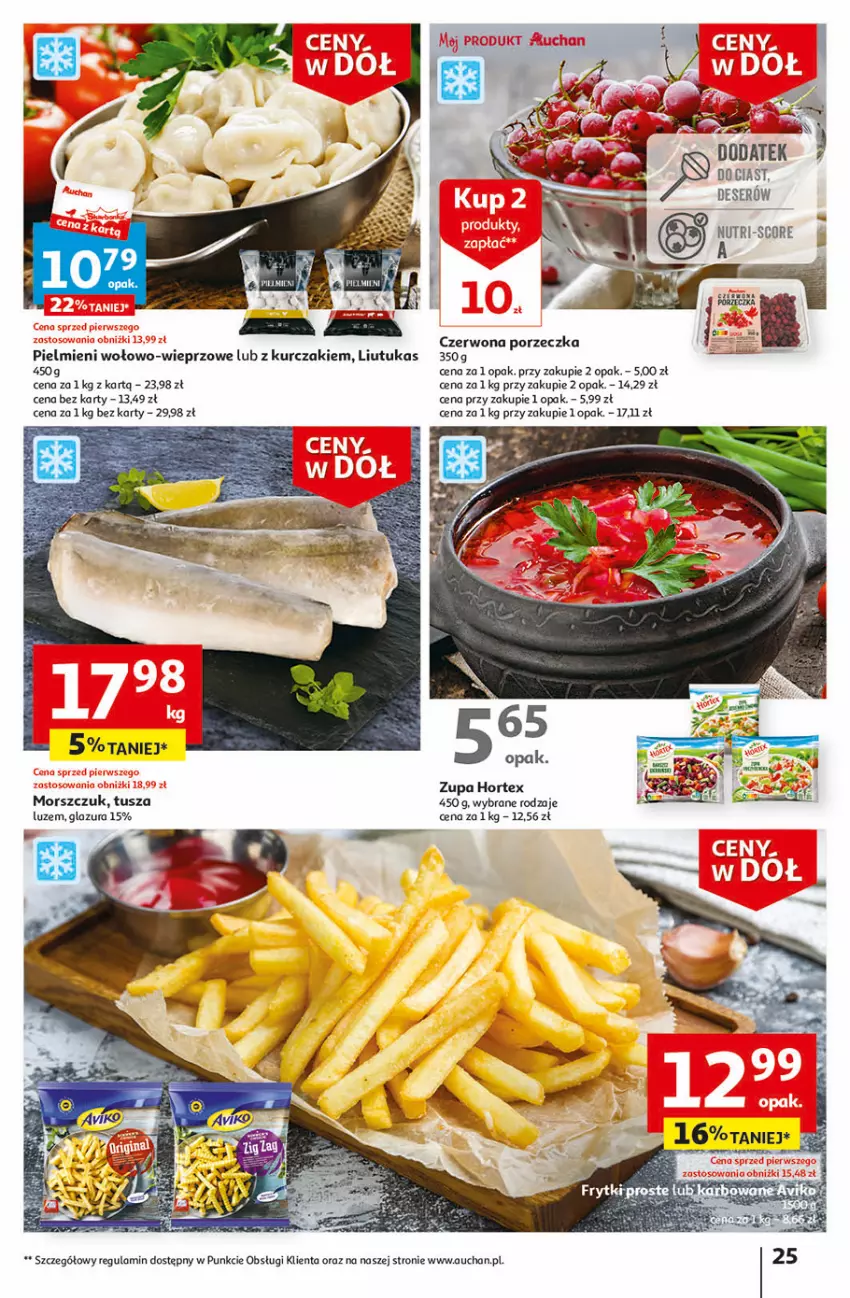 Gazetka promocyjna Auchan - Gazetka Ceny w dół Część 1 Hipermarket Auchan - ważna 03.01 do 10.01.2024 - strona 25 - produkty: Frytki, Glazura, Hortex, Kurczak, Lazur, Por, Tusz, Zupa