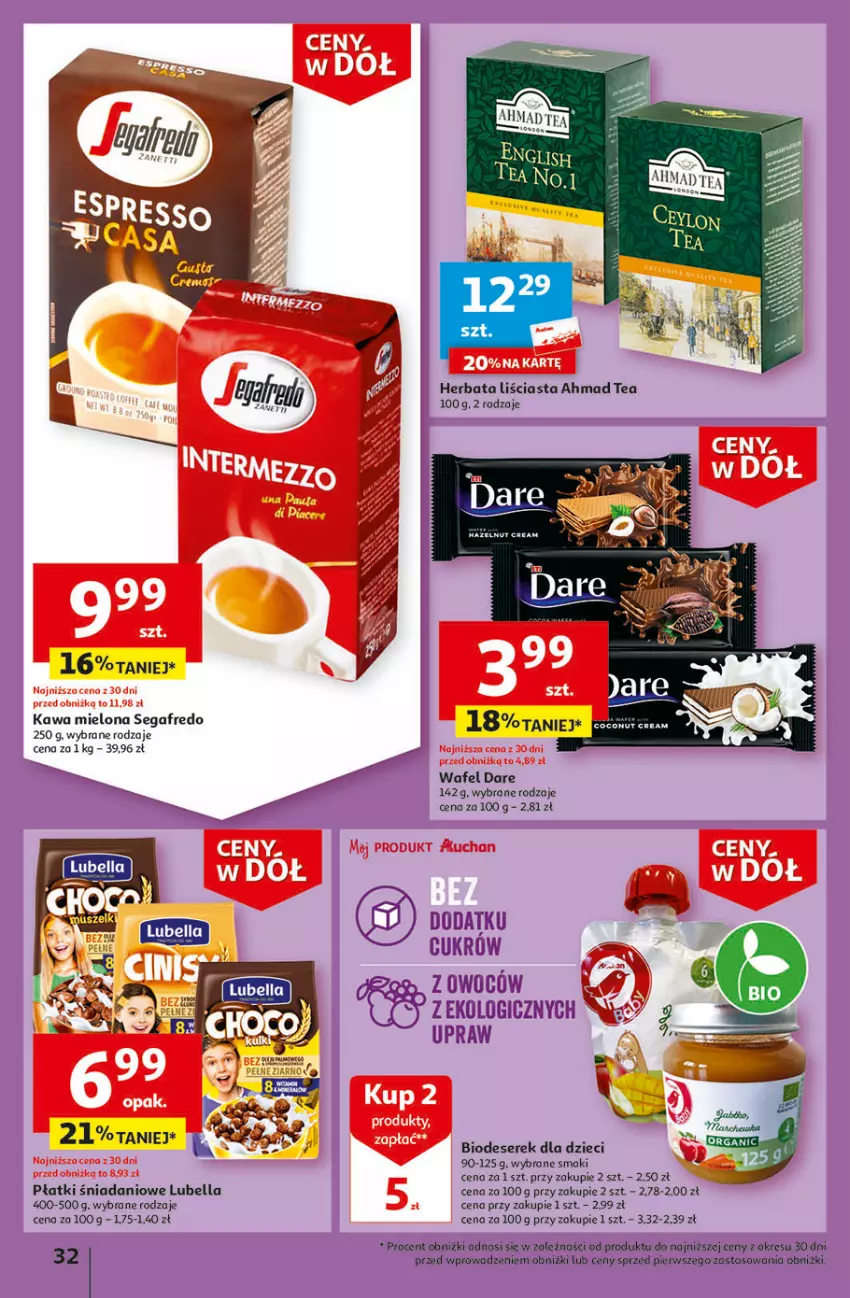 Gazetka promocyjna Auchan - Gazetka Ceny w dół Część 1 Hipermarket Auchan - ważna 03.01 do 10.01.2024 - strona 32 - produkty: Bell, Bella, Danio, Deser, Dzieci, Herbata, Kawa, Kawa mielona, Lubella, Segafredo, Ser, Serek