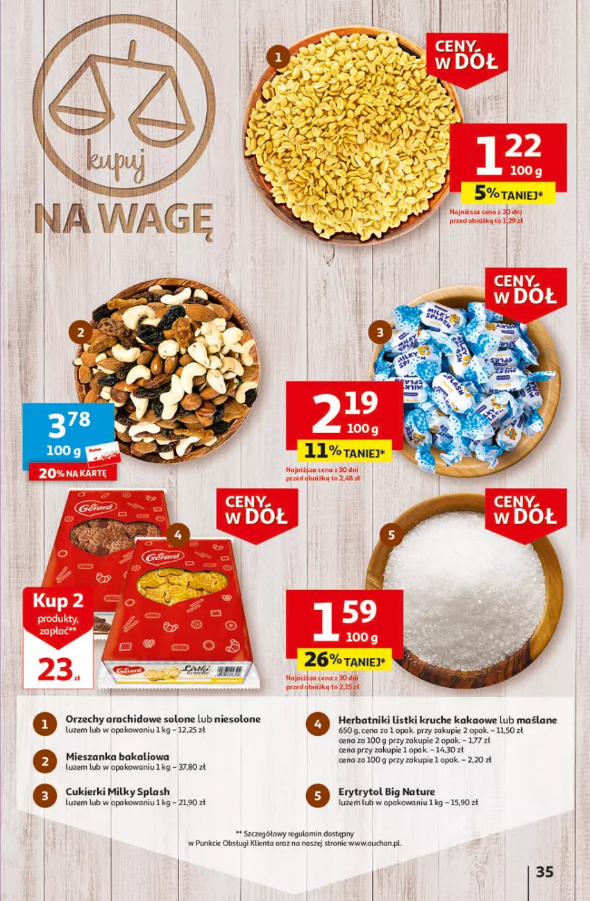 Gazetka promocyjna Auchan - Gazetka Ceny w dół Część 1 Hipermarket Auchan - ważna 03.01 do 10.01.2024 - strona 35 - produkty: Cukier, Cukierki, Herbatniki, Kakao, Mieszanka bakaliowa