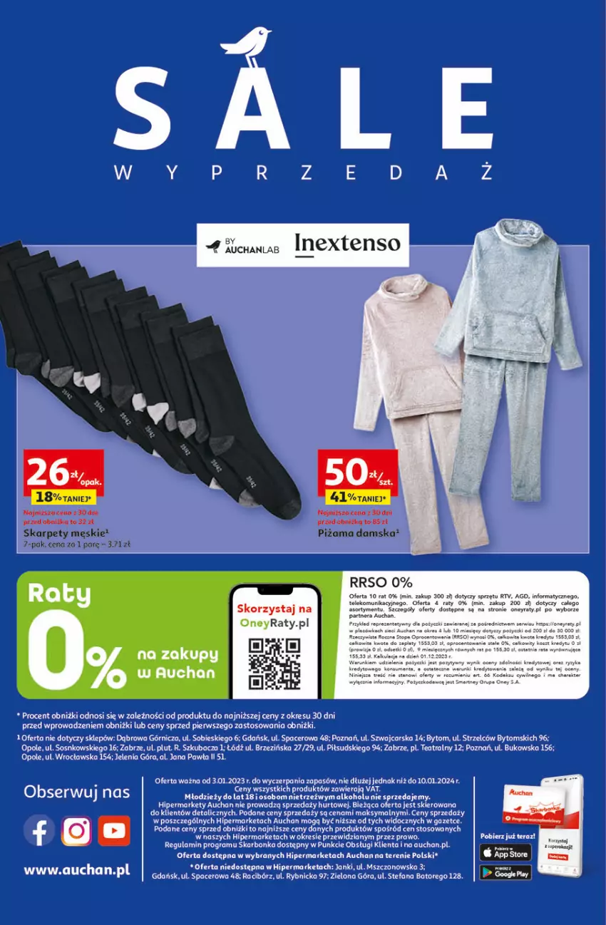 Gazetka promocyjna Auchan - Gazetka Ceny w dół Część 1 Hipermarket Auchan - ważna 03.01 do 10.01.2024 - strona 48 - produkty: Karp, Kosz, Piżama, Ser, Top