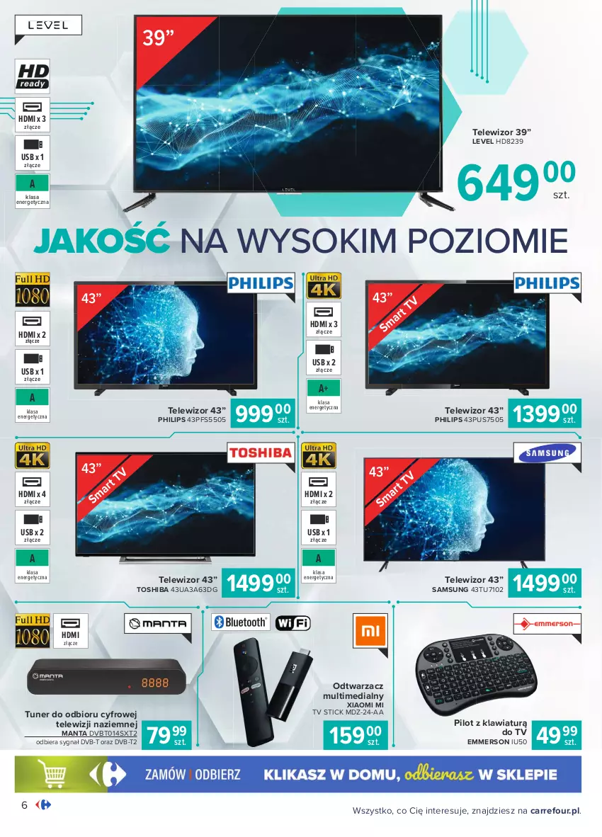 Gazetka promocyjna Carrefour - Gazetka Multimedia - ważna 15.02 do 06.03.2021 - strona 6 - produkty: Manta, Philips, Samsung, Sok, Telewizor, Toshiba